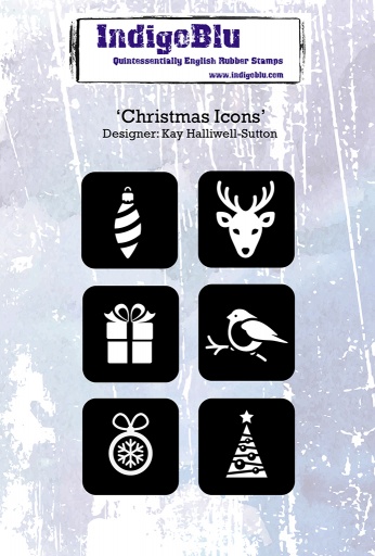 Christmas Icons A6 Red Rubber Stamp